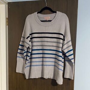 Philosophy Gray and Blue Striped Sweater